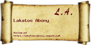 Lakatos Abony névjegykártya